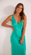 Mink Pink Gaia Bias Slip Midi Dress - Aquamarine