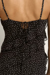 Georgia Mae Galore Black Polka Dot Bias Ruffle Slip Maxi Dress - Black Polka Dot