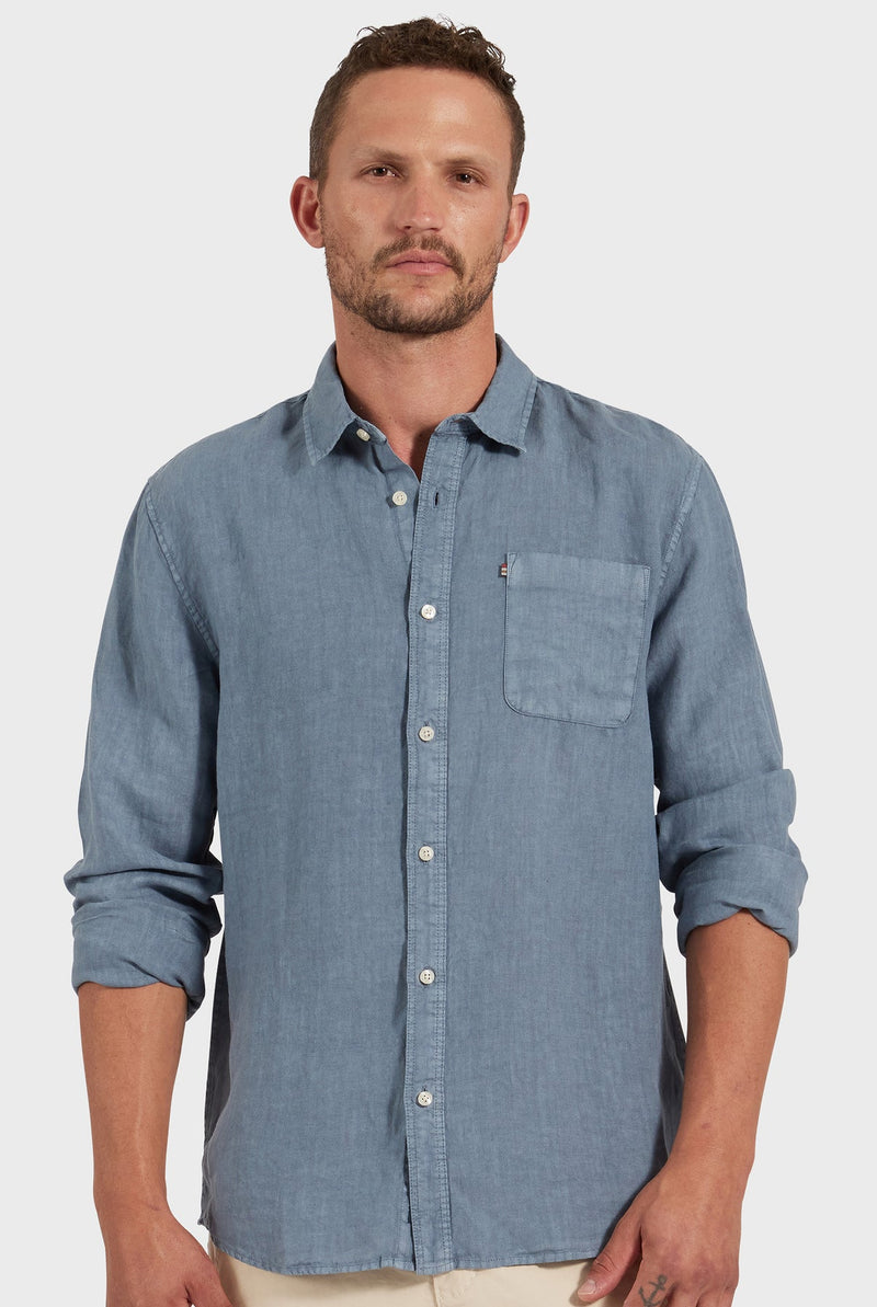 The Academy Brand Hampton Linen Shirt - Harbour Blue
