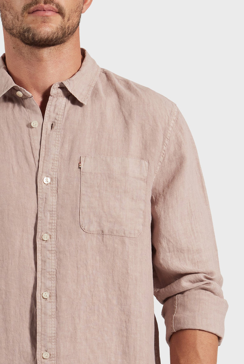 The Academy Brand Hampton Linen Shirt - Pink Sand