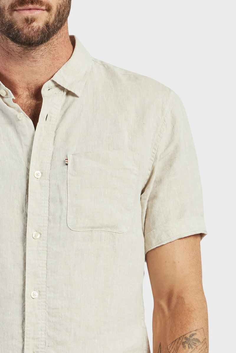 The Academy Brand Hampton Linen S/S Shirt - Oatmeal