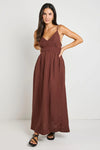 RE:Union Heat Chocolate Strappy Tie Back Maxi Dress - Chocolate