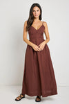 RE:Union Heat Chocolate Strappy Tie Back Maxi Dress - Chocolate