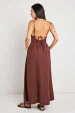 RE:Union Heat Chocolate Strappy Tie Back Maxi Dress - Chocolate