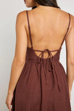 RE:Union Heat Chocolate Strappy Tie Back Maxi Dress - Chocolate