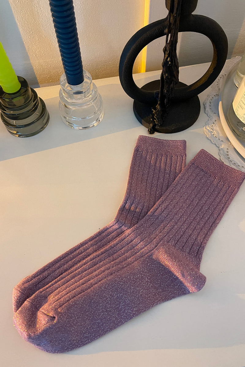 Le Bon Shoppe Her Socks Lurex - Lilac Glitter