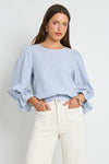 Ivy + Jack Imagine Blue Stripe Shirred Back LS Top