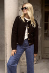 Stories Be Told Imprint Black Soft Knit Crewneck Cardigan - Black