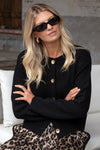 Stories Be Told Imprint Black Soft Knit Crewneck Cardigan - Black