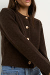 Stories Be Told Imprint Chocolate Soft Knit Crewneck Cardigan - Chocolate