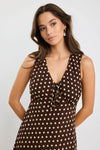 Among The Brave Infinity Chocolate Polka Dot Sleeveless Bias Midi Dress - Chocolate Polka Dot