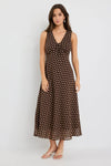 Among The Brave Infinity Chocolate Polka Dot Sleeveless Bias Midi Dress - Chocolate Polka Dot