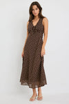 Among The Brave Infinity Chocolate Polka Dot Sleeveless Bias Midi Dress - Chocolate Polka Dot