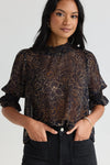 Among the Brave Influential High Neck SS Top - Chocolate Rose Sketch