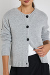 Stories Be Told Crest Light Grey Marle Crewneck Cardigan - Light Grey Marle