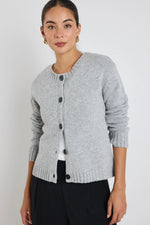 Stories Be Told Crest Light Grey Marle Crewneck Cardigan - Light Grey Marle
