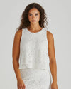 Sass Kai Crochet Knit Top - White