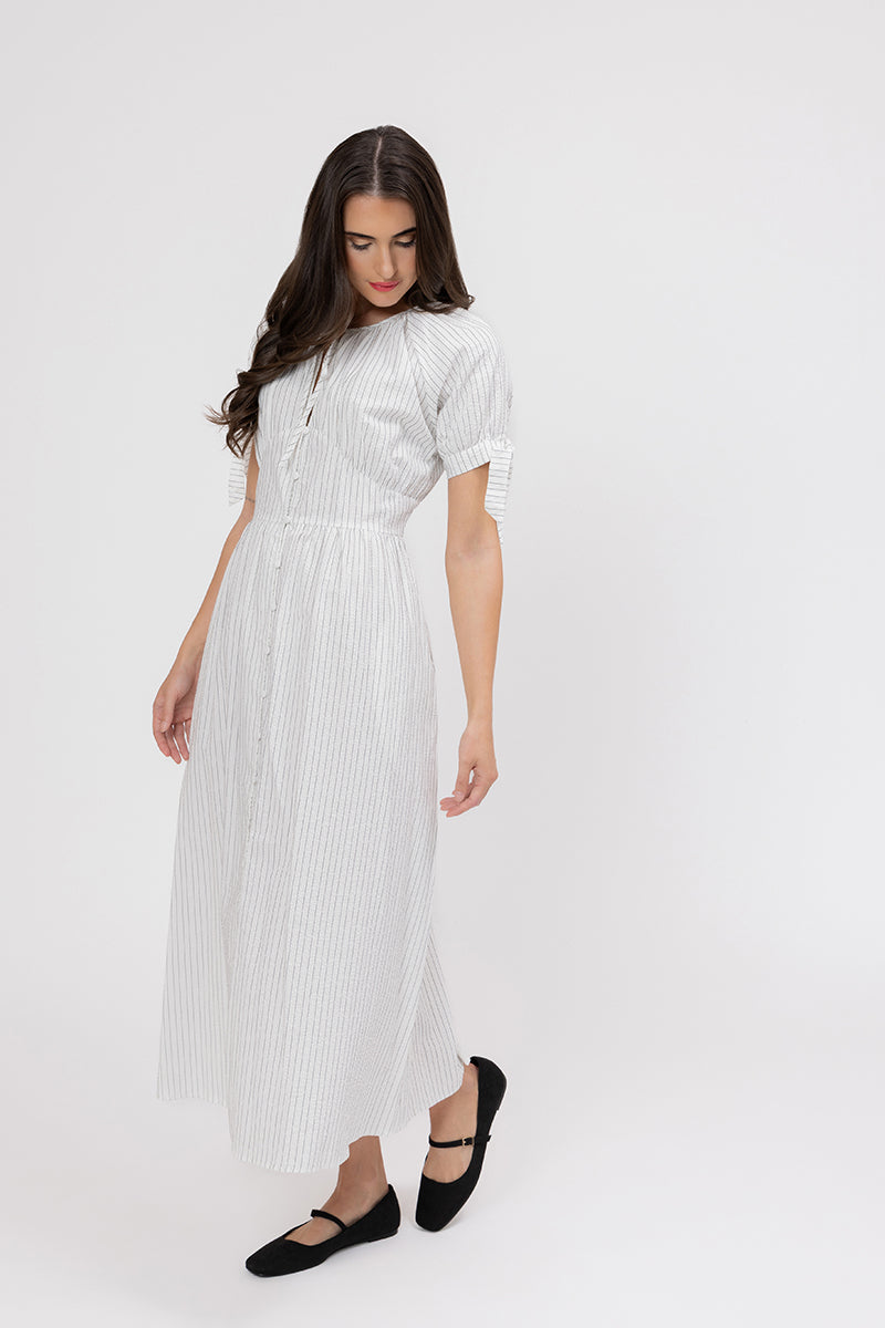 Leila + Luca Eternity V-Neck Midi Dress - Stripe