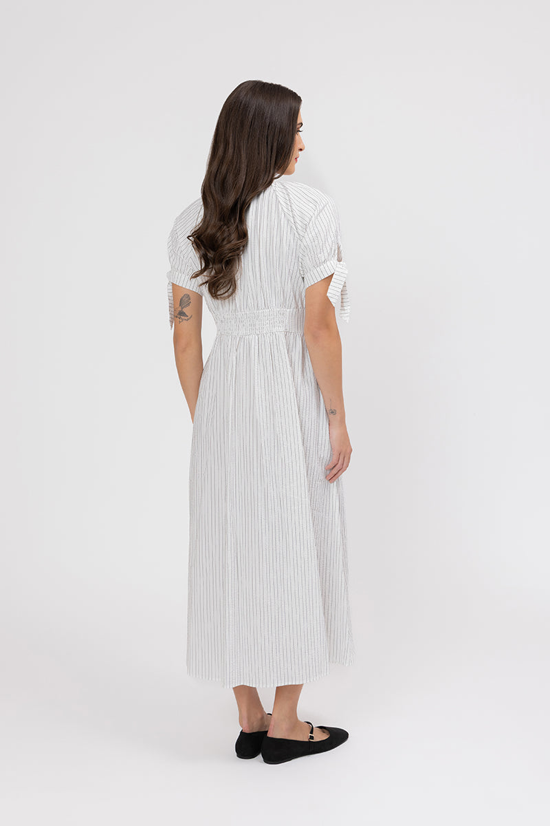 Leila + Luca Eternity V-Neck Midi Dress - Stripe
