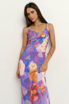 Georgie Mae Lavish Violet Floral Tie Back Bias Slip Dress