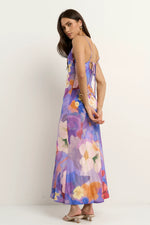 Georgie Mae Lavish Violet Floral Tie Back Bias Slip Dress