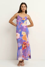 Georgie Mae Lavish Violet Floral Tie Back Bias Slip Dress