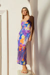 Georgie Mae Lavish Violet Floral Tie Back Bias Slip Dress