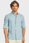 The Academy Brand Mick Linen Shirt - Stone Blue