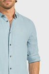 The Academy Brand Mick Linen Shirt - Stone Blue