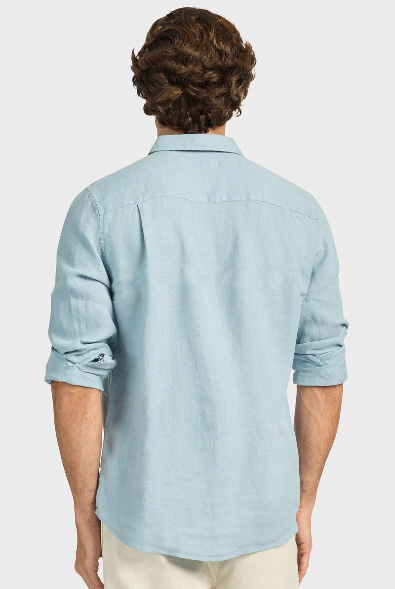 The Academy Brand Mick Linen Shirt - Stone Blue