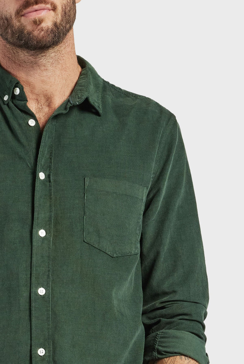 The Academy Brand Micro Cord Shirt - Sherwood Green