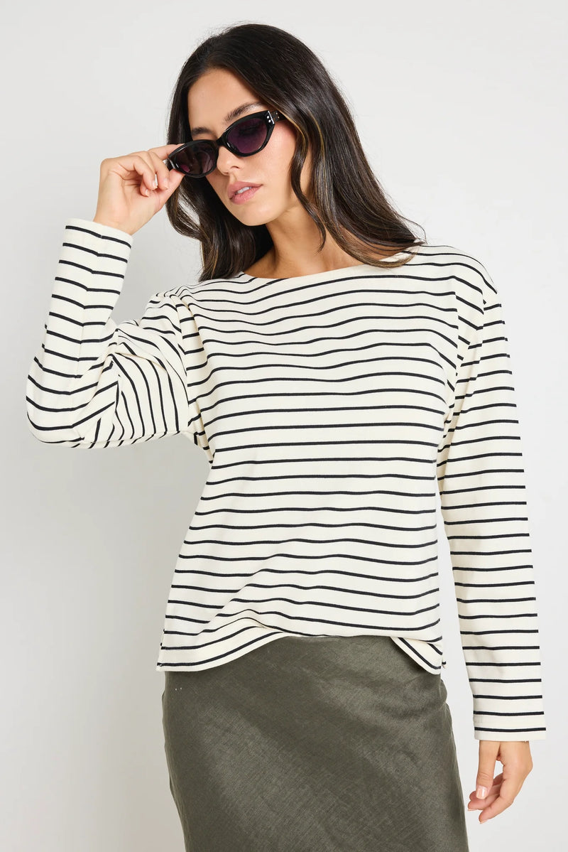 RE: Union Maple Black Stripe Boatneck LS Top - Black Stripe