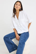 RE: Union Meander White Linen Boxy SS Shirt - White