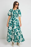 Ivy + Jack Milano Forest Floral Puff Sleeve Tiered Maxi Dress - Forest Floral