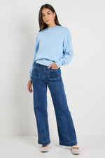 Ivy + Jack Motivation Ice Blue Funnel Neck Fine Knit Jumper