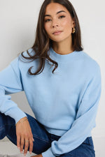 Ivy + Jack Motivation Ice Blue Funnel Neck Fine Knit Jumper