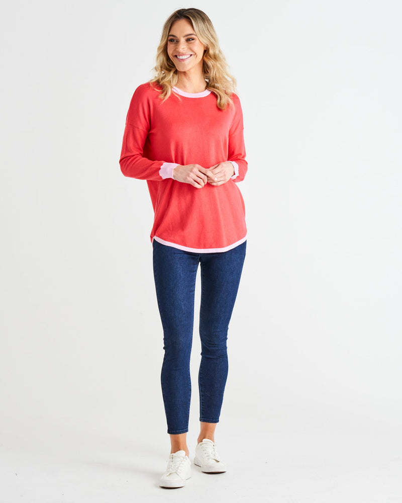 Betty Basics Sophie Knit Jumper - Pink Tipping