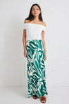 Stories Be Told Breathe Green Zebra Satin Bias Maxi Skirt - Green Zebra