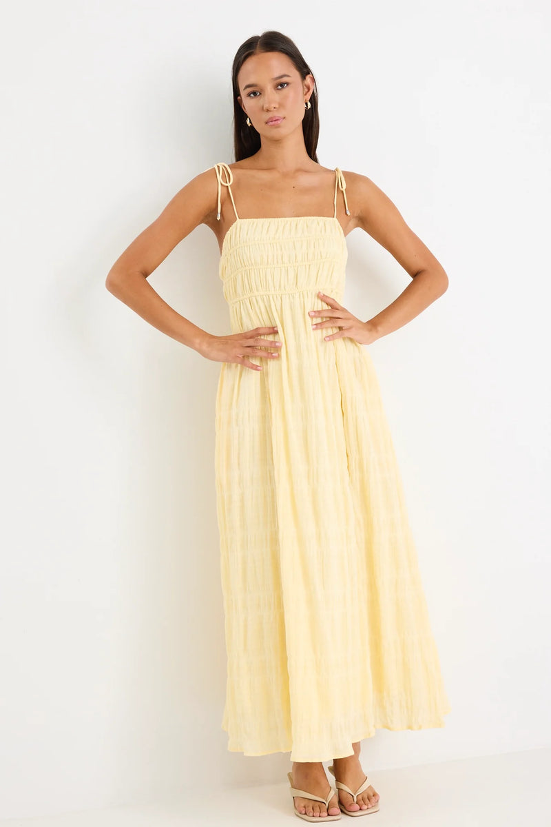 Ivy + Jack Offshore Butter Shirred Cotton Strappy Maxi Dress
