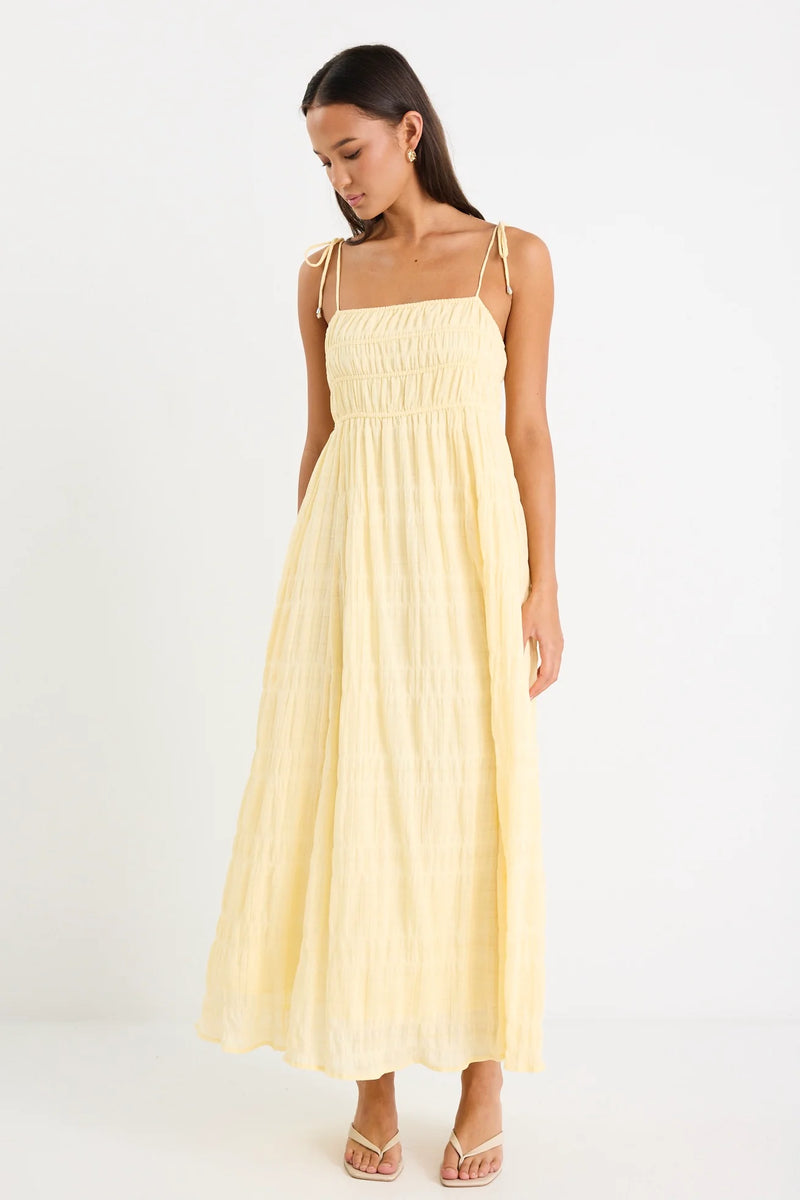 Ivy + Jack Offshore Butter Shirred Cotton Strappy Maxi Dress