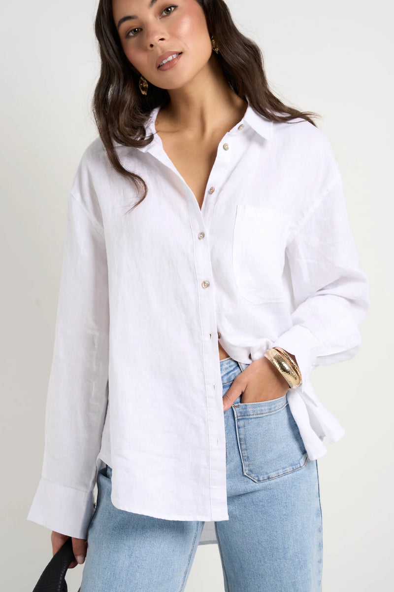 RE: Union Optimum White Linen Oversized Shirt - White