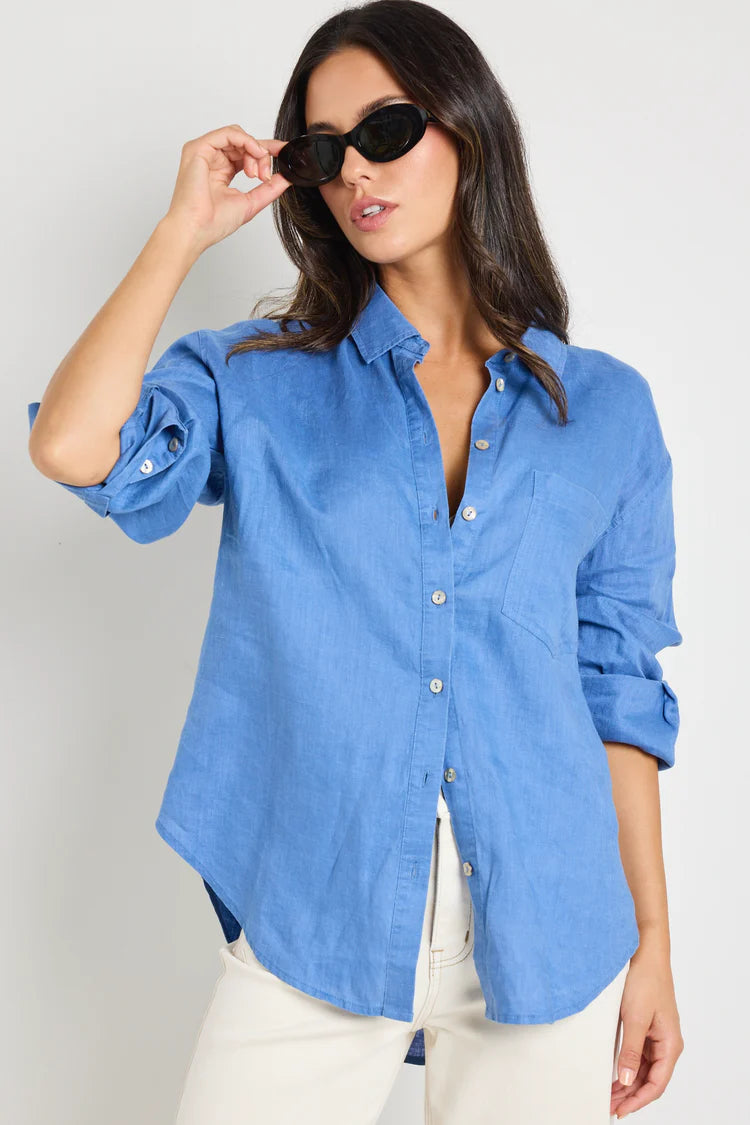 RE: Union Optimum True Blue Linen Oversized Shirt - True Blue