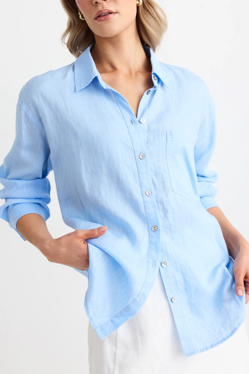 RE: Union Optimum Sky Blue Stripe Linen Oversized Shirt