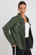 Among The Brave Penny Dark Khaki Denim Shacket - Dark Khaki
