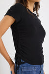 Among The Brave Perfect Black Rib Rouched Side Crop Tee - Black
