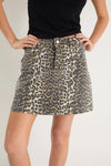 Among The Brave Sunny Leopard Print Mini Denim Skirt - Animal Print