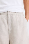 Stories Be Told Literal Natural Linen Pleat Front Shorts