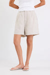 Stories Be Told Literal Natural Linen Pleat Front Shorts