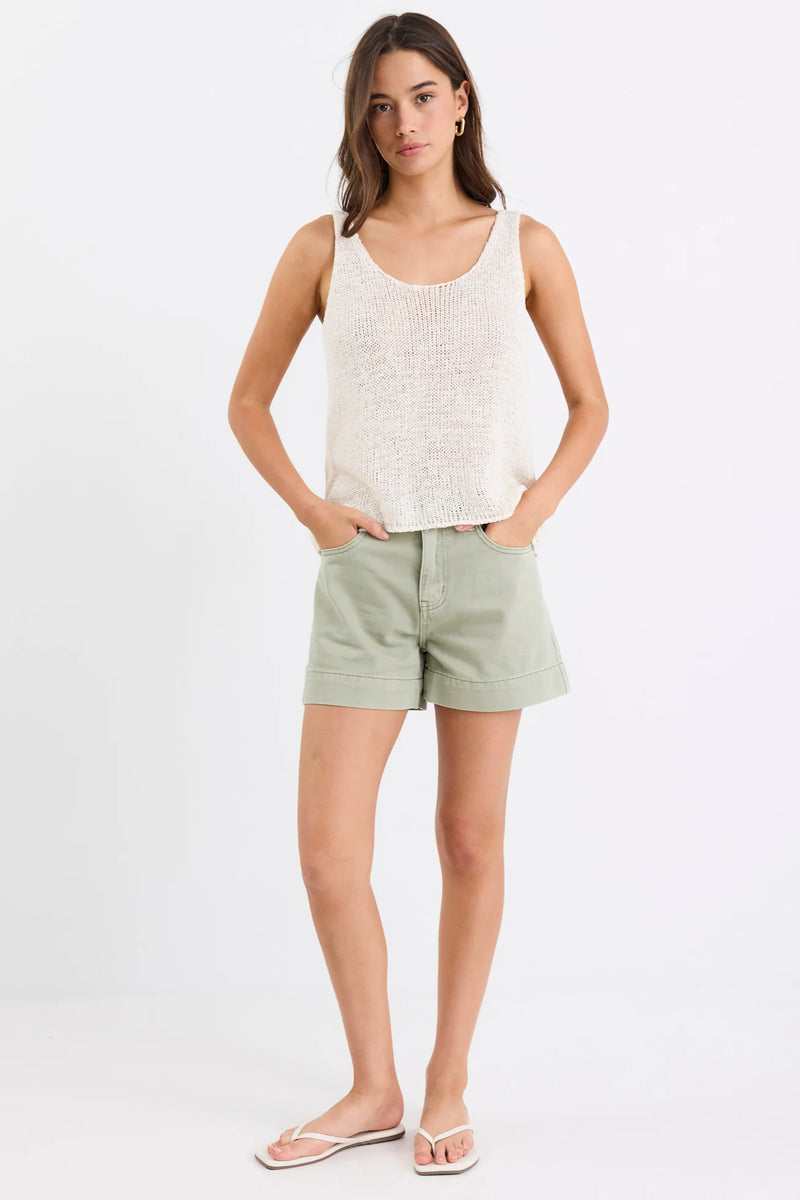 Among The Brave Rumble Khaki Denim Shorts - Khaki