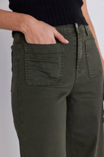 Among The Brave Zoey Dark Khaki High Rise Wide Leg Pocket Jean - Dark Khaki